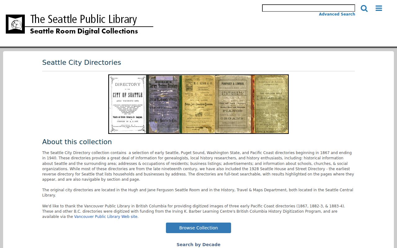 Shoreline previous residents research in the Seattle city directory viewer