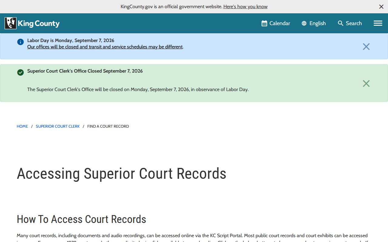 King County clerk routes for a Shoreline resident lookup