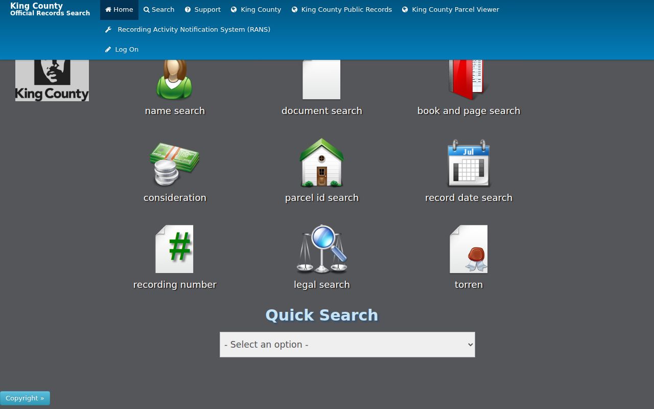 King County Landmark deed index search tabs for Shoreline research