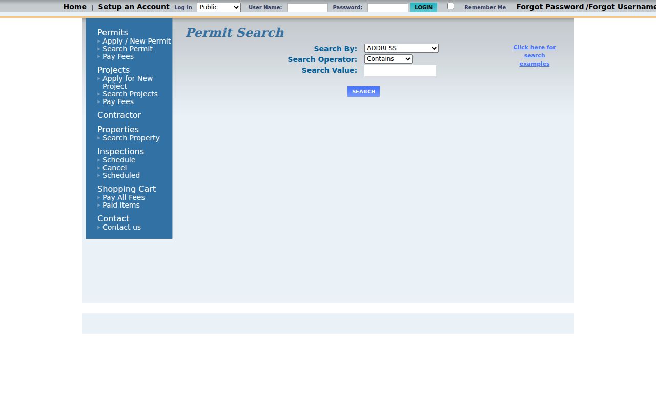 Shoreline eTRAKiT permit controls for address research